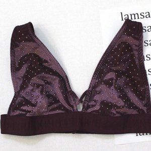 Victoria's Secret PINK Studded Velvet Ribbed Unlined Plunge Bralette Plum